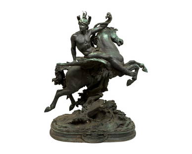 Large Bellerophon Bronze - Signed: Description - A large bellerophon bronze, signed Emile Hebert. Dimensions - 47" x 44" x 26"