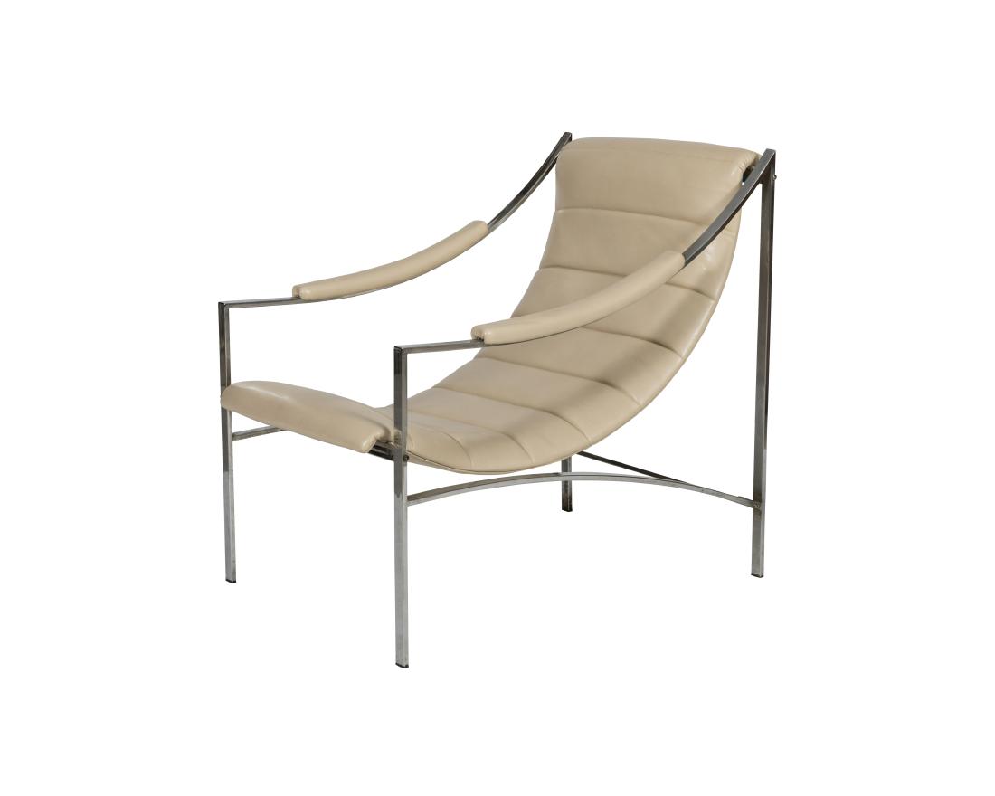Milo Baughman Lounge: Description - A Milo Baughman lounge. Dimensions - 31" x 38" x 25"