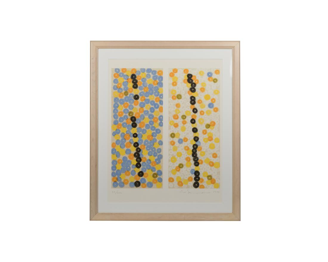 Eve Sonneman Geometric Lithograph - Signed: Description - A geometric lithograph, signed Eve Sonneman 1999 39/600. Dimensions - 31.5" x 26"