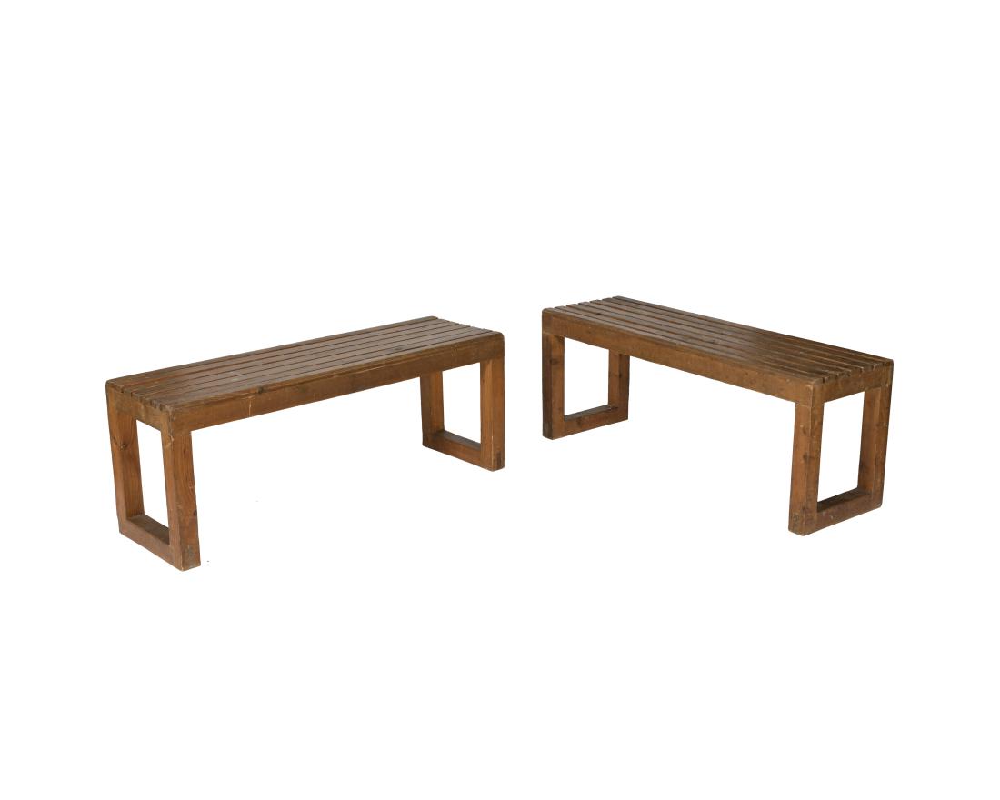 Pine Slat Pair Benches (1 of 2)