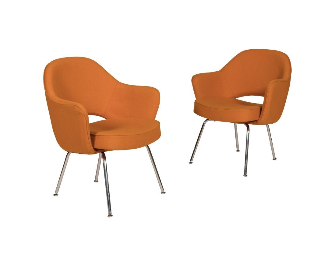 Knoll Executive Pair Orange Arm Chairs (1 of 2)
