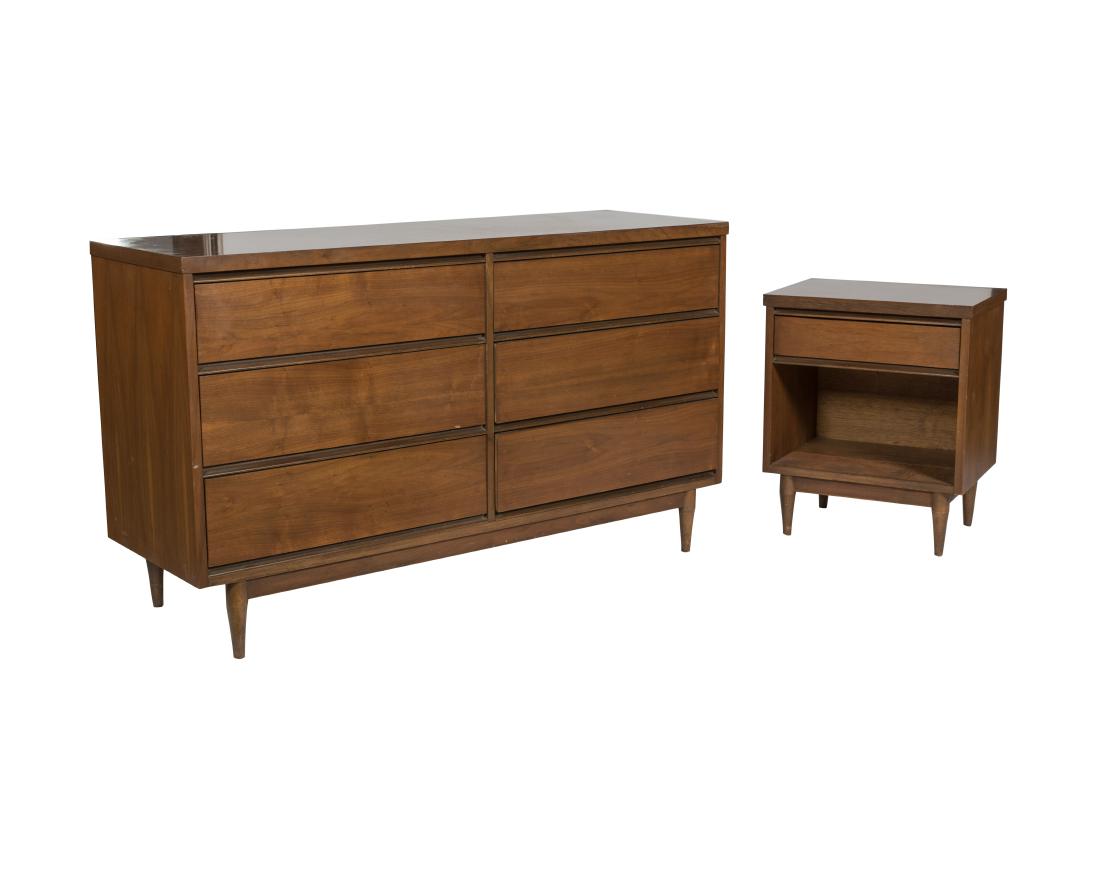 Walnut Double Dresser and Nightstand (1 of 3)