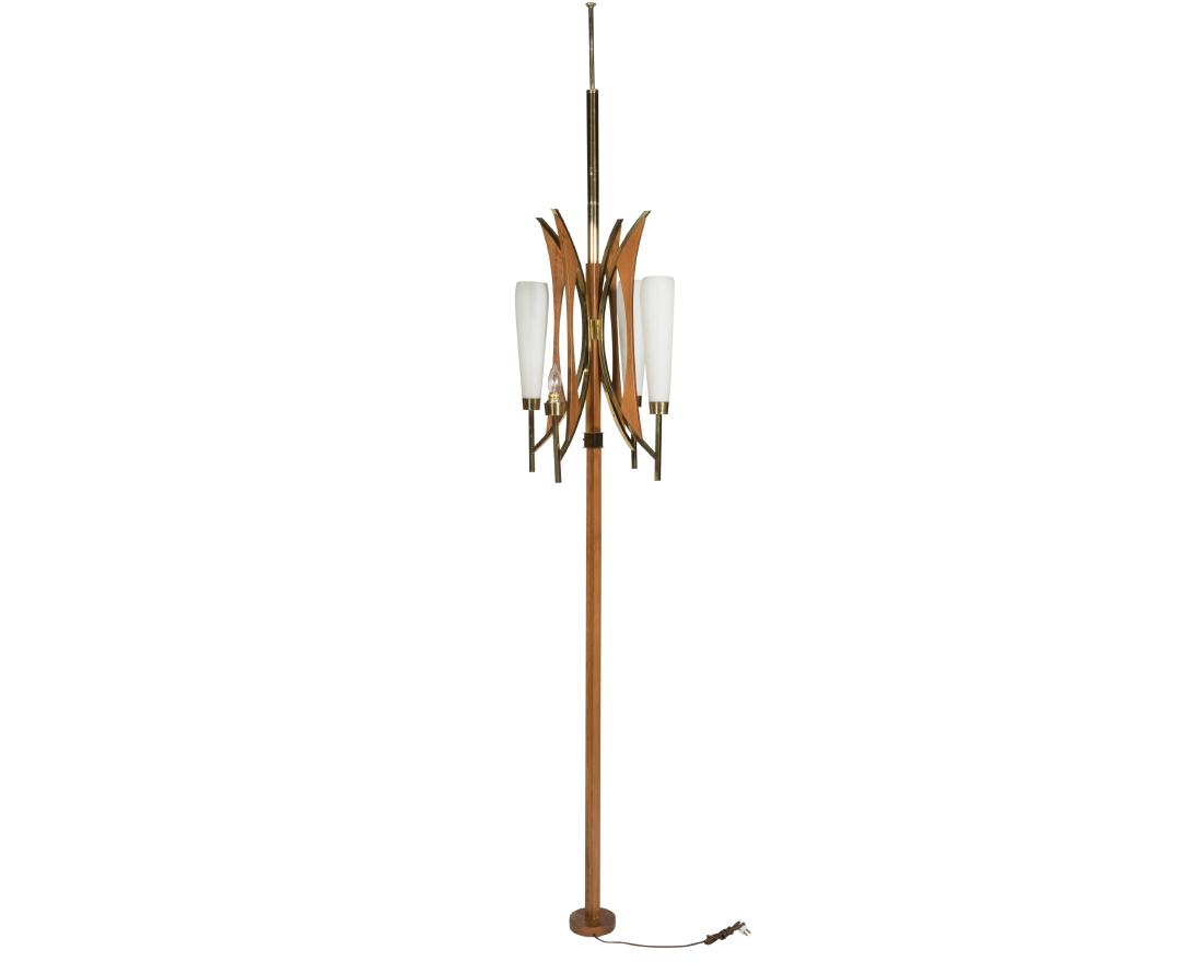 Teak and Brass Pole Lamp (1 of 3)