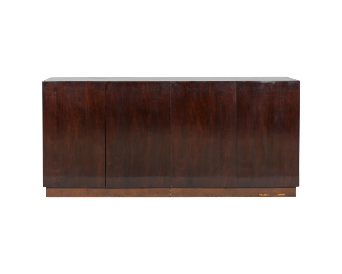 Four Door Mahogany Credenza: Description - A four door mahogany credenza. Dimensions - 32" x 70" x 16"