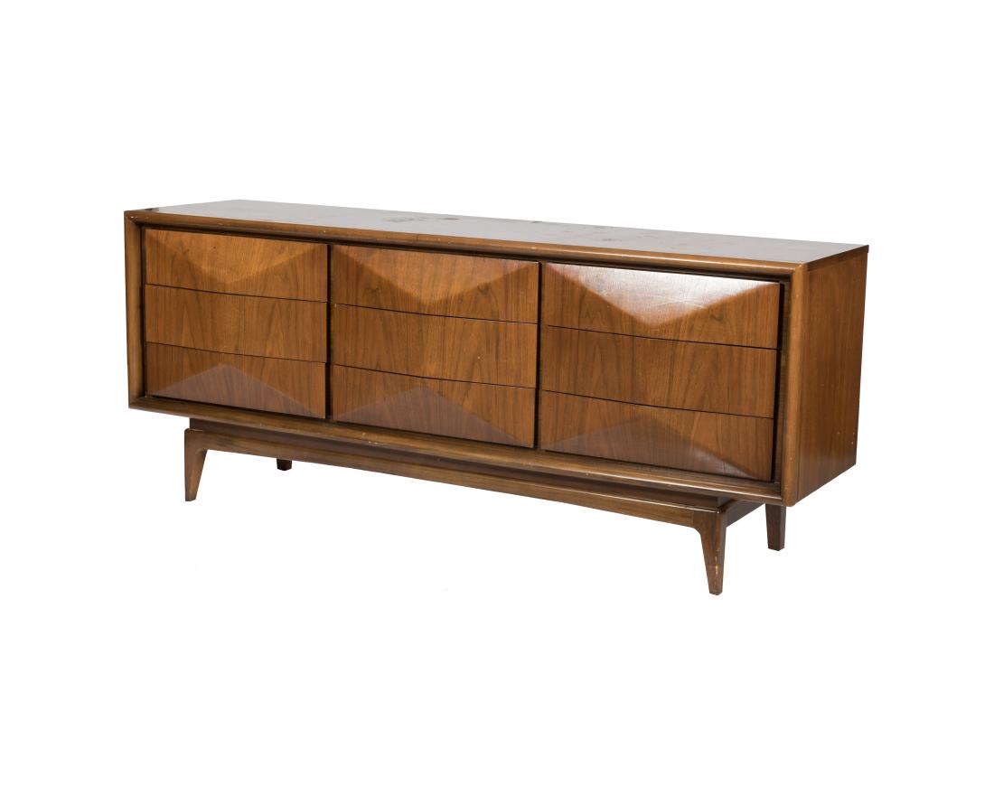 Walnut Diamond Faced Triple Dresser (1 of 3)