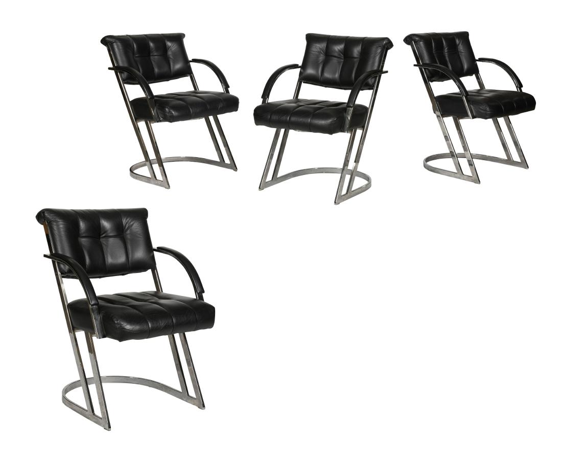 Chrome and Leather Cantilever Arm Chairs (1 of 4)