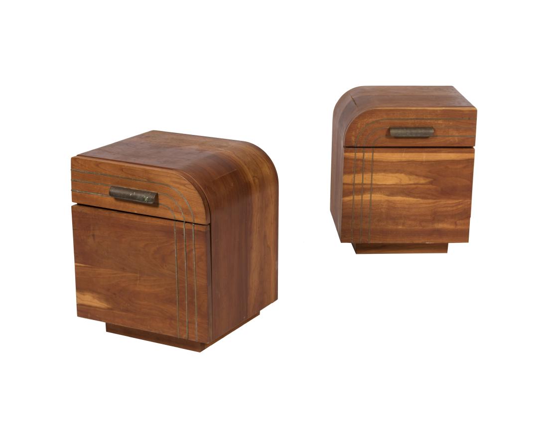 Deco Style Pair Nightstands - Signed S. Moore 1979 (1 of 6)