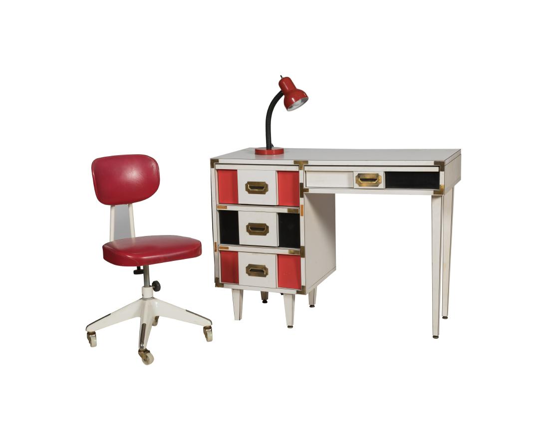 Campaign Style Desk, Chair and Lamp (1 of 2)