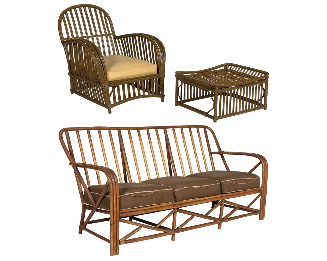 Split Reed Rattan Chair, Ottoman and Sofa (1 of 5)