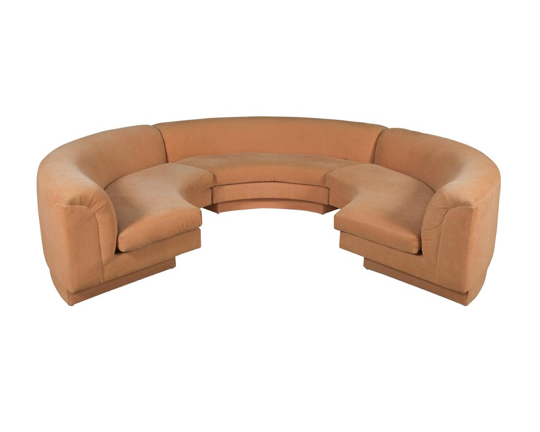 Milo Baughman Style Curved Loveseat (1 of 4)