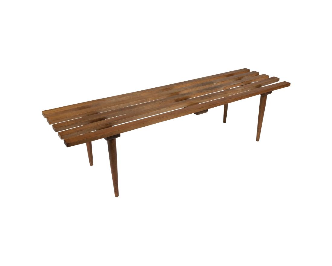 Italian Slatted Walnut Bench (1 of 6)