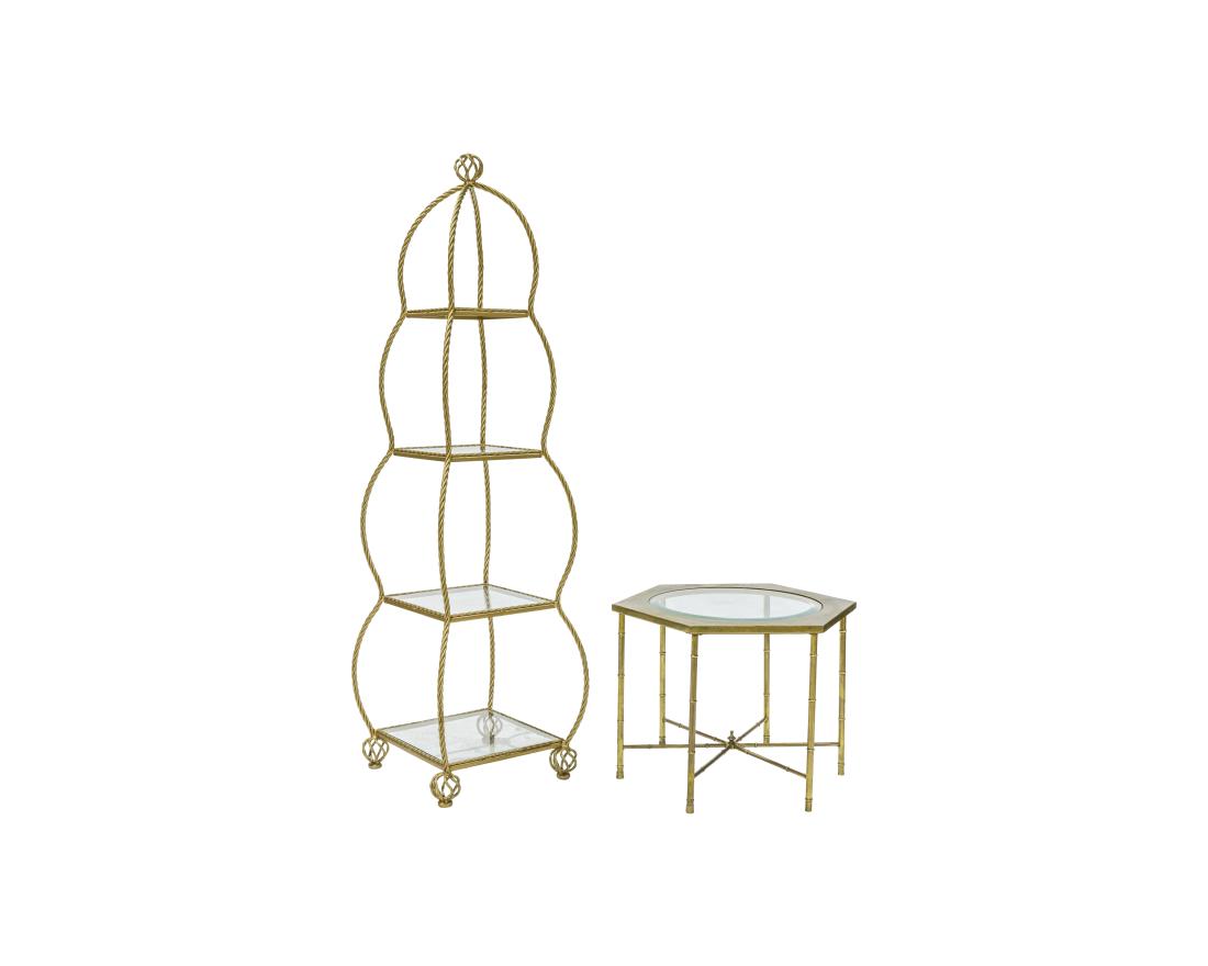 Brass Rope Etagere and Mastercraft Table (1 of 3)