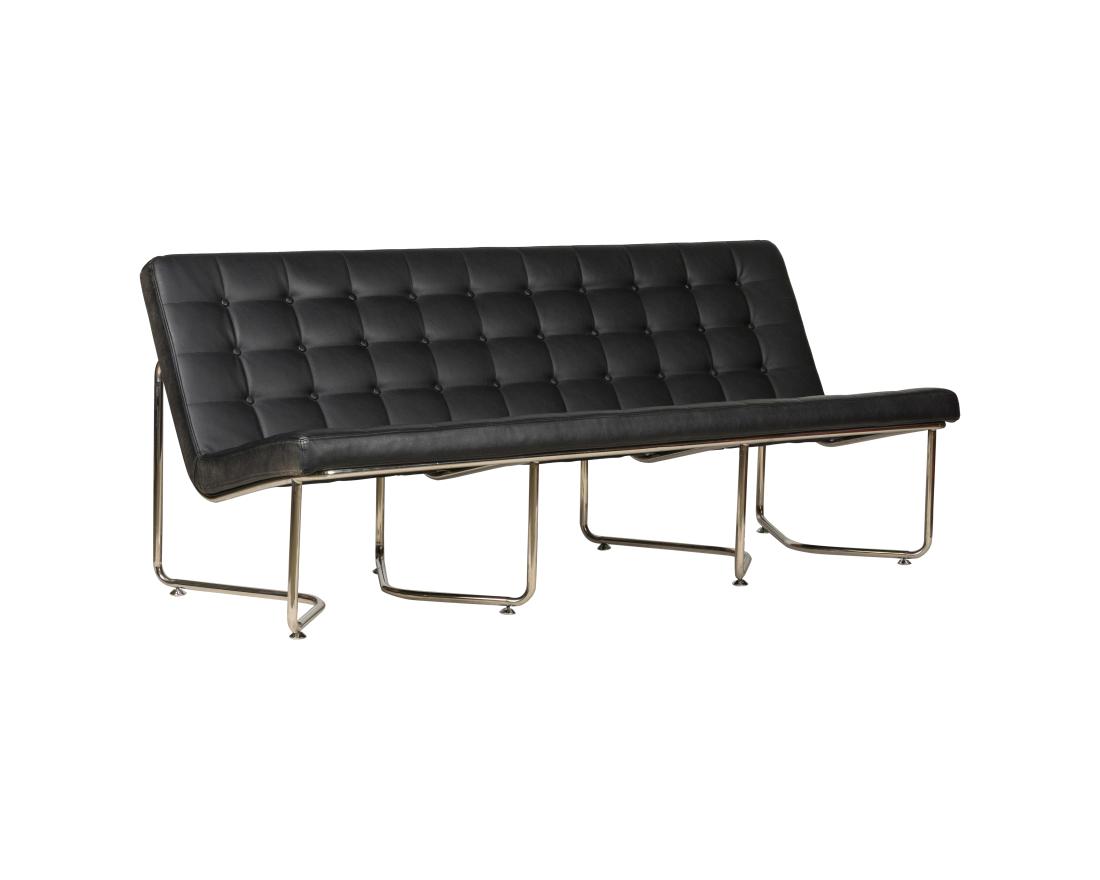 Chrome and Leather Tufted Sofa (1 of 4)