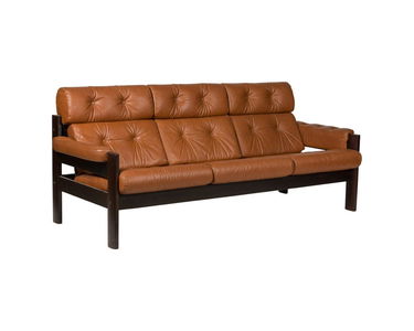 Ekornes Teak And Leather Sofa