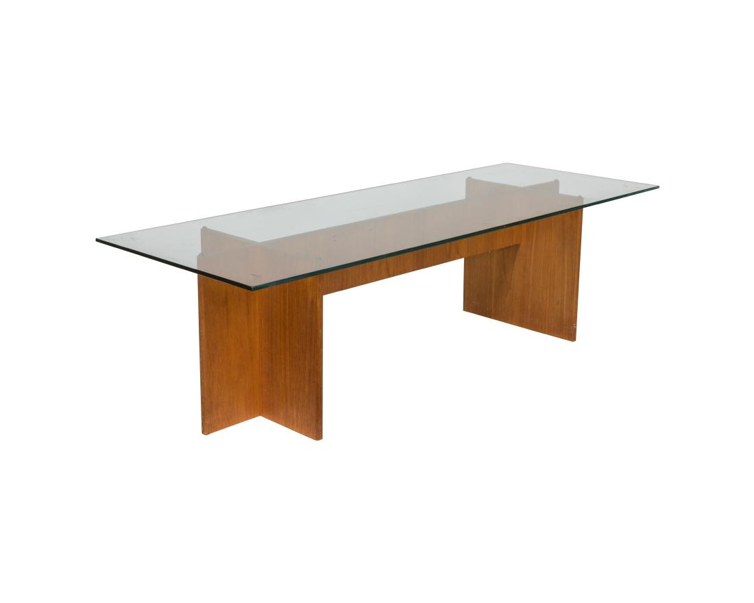 Teak and Glass Double Pedestal Coffee Table (1 of 2)