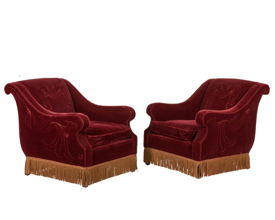 Art Deco Mohair Lounge Chairs - Pair (1 of 3)