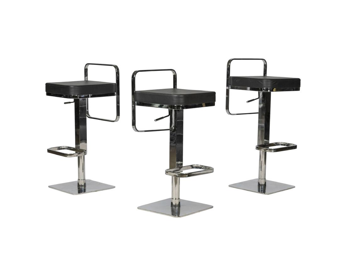 Three Chrome Plated Steel Adjustable Stools (1 of 2)