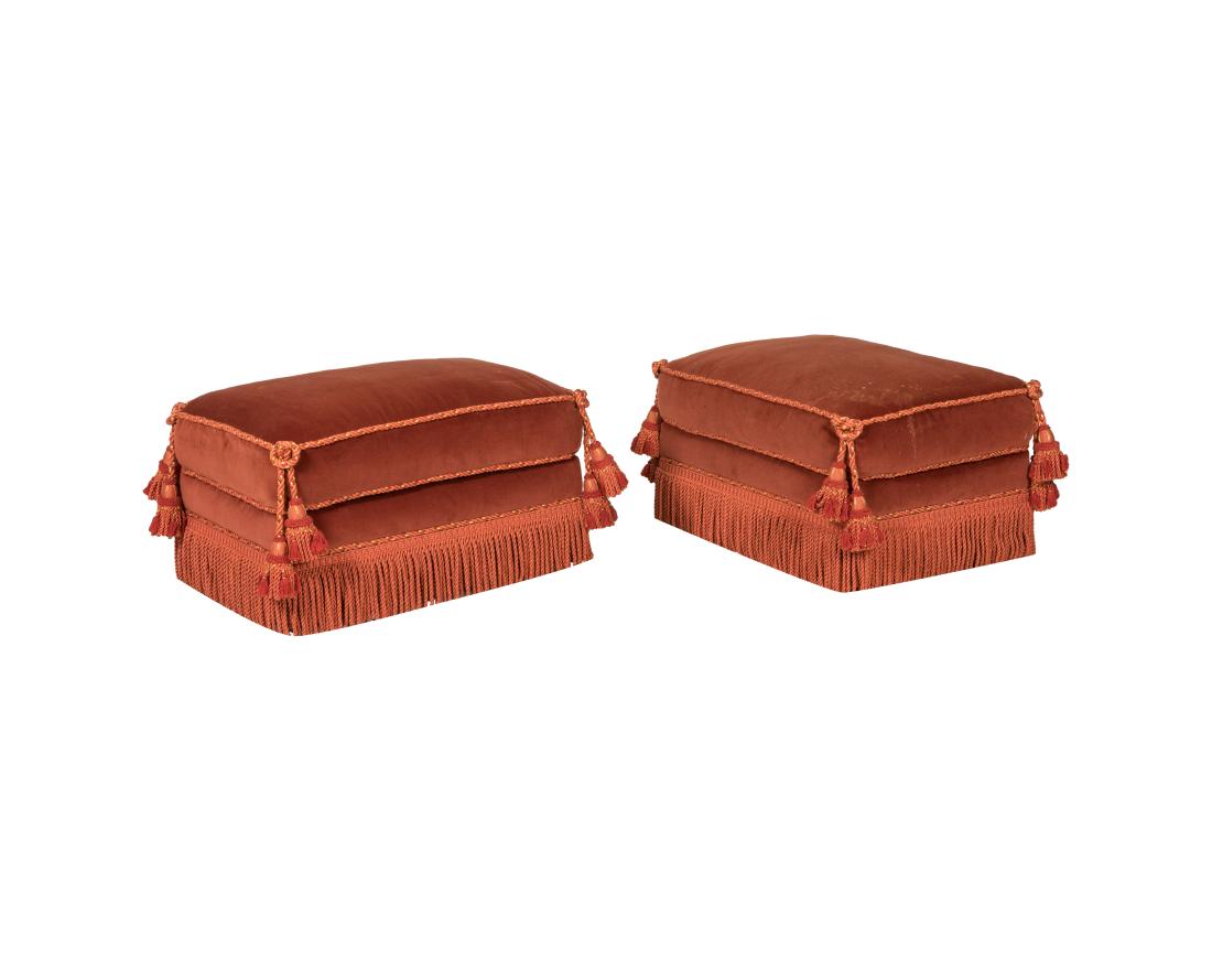 Pearsall Style Velour Ottoman - Pair (1 of 1)