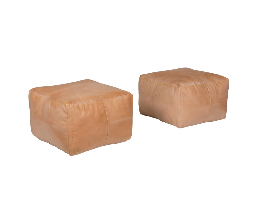Pair Leather Ottomans (1 of 3)