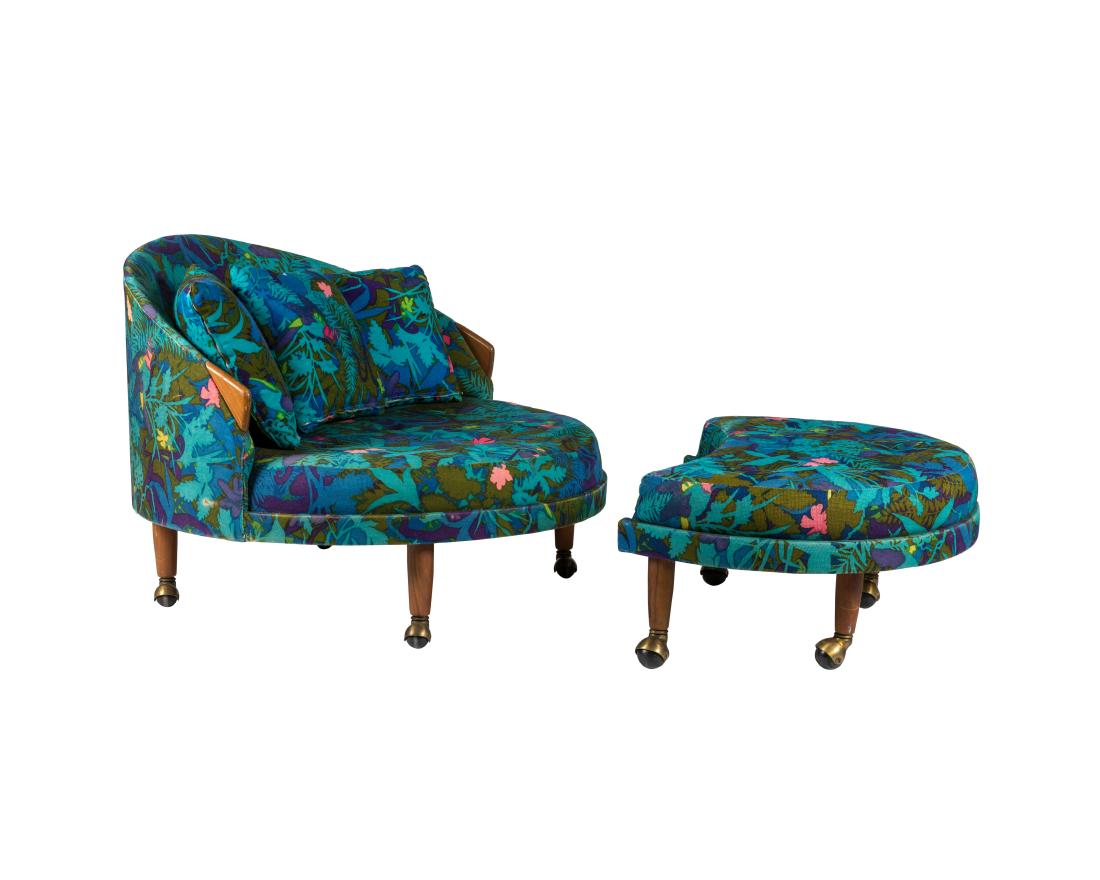 Adrian Pearsall for Craft Associates Havanna Chair: Description - Adrian Pearsall for Craft Associates Havana chair (model 1717) and ottoman (model 1841) with original upholstery. Dimensions - Chair - 28" x 37" x 37"