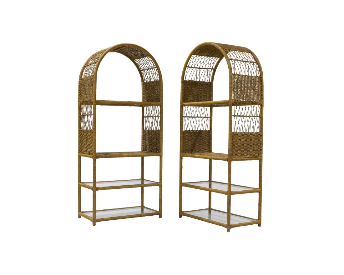 Pair Wicker Wrapped Iron Etageres (1 of 3)