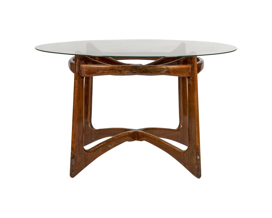 Adrian Pearsall Walnut Kitchen Table: Description - An Adrian Pearsall walnut kitchen table. Dimensions - 29" x 48"