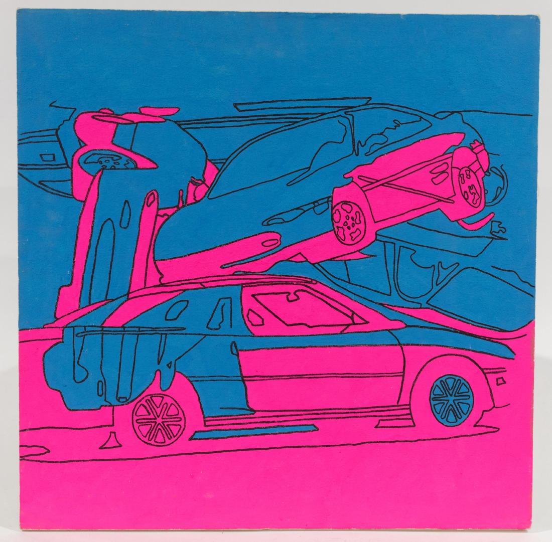 Oil on Canvas - "Cars" - Attributed to Lisa Ruyter (1 of 1)