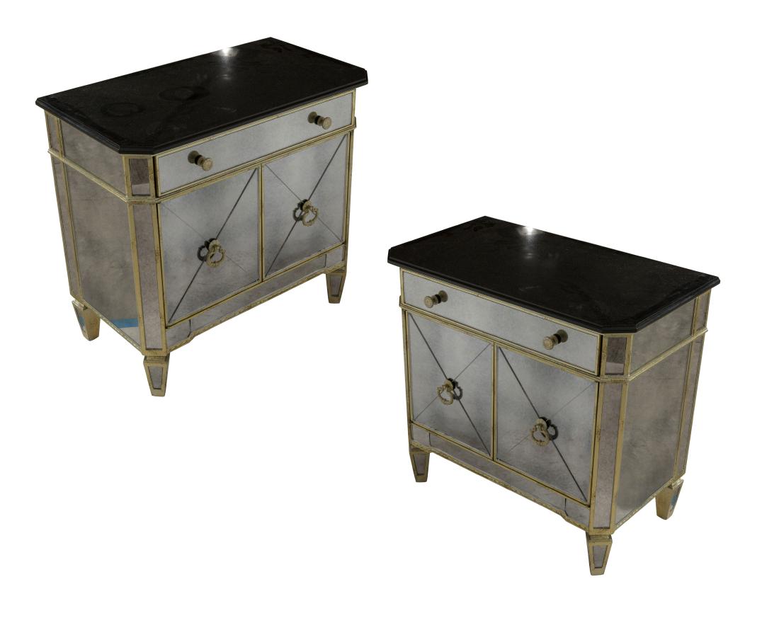 Pair Venetian Style Mirrored Cabinets (1 of 3)