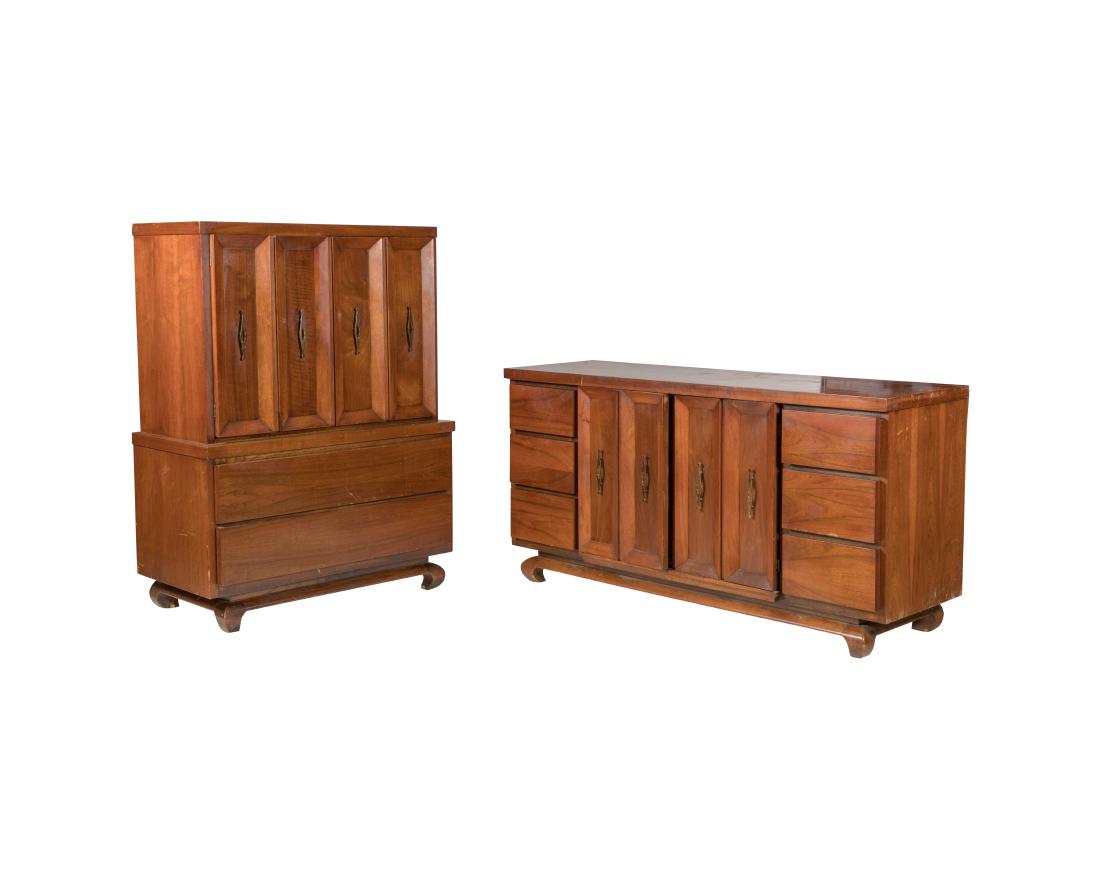 Mid Century Paneled Credenza/Chest and High Chest (1 of 6)