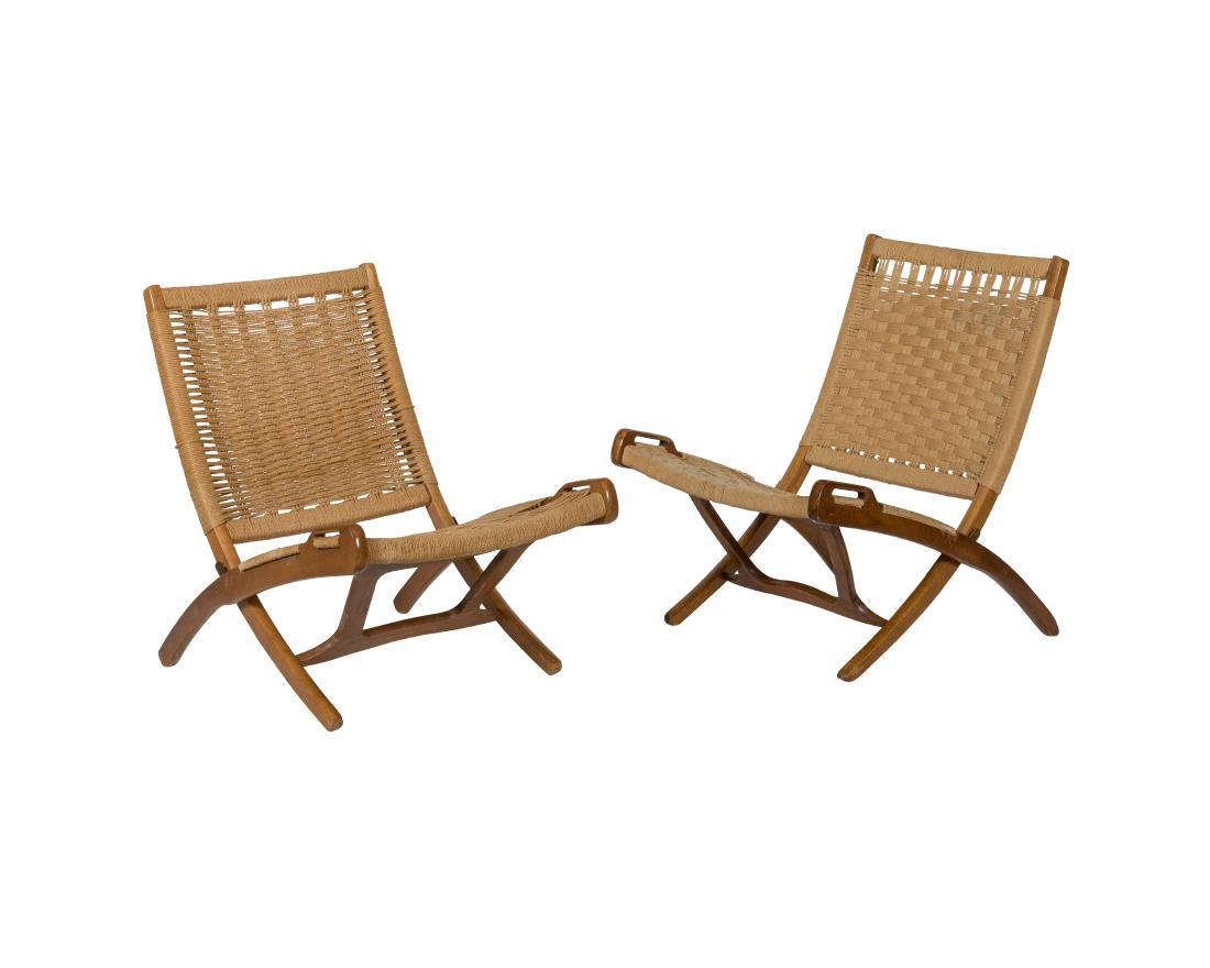 Hans Wegner Style Folding Chairs - Pair (1 of 3)