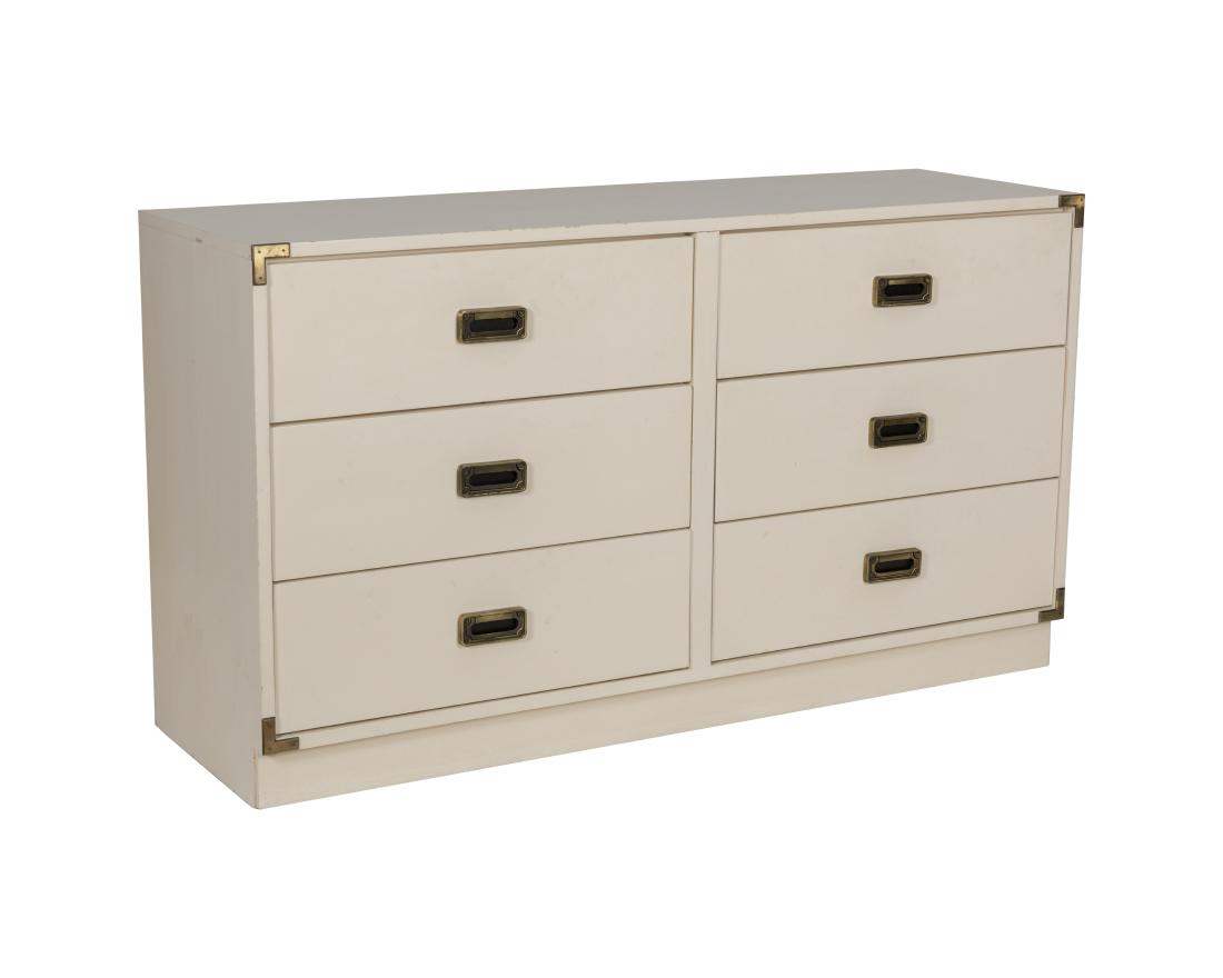 Campaign Style White Lacquer Double Dresser (1 of 2)