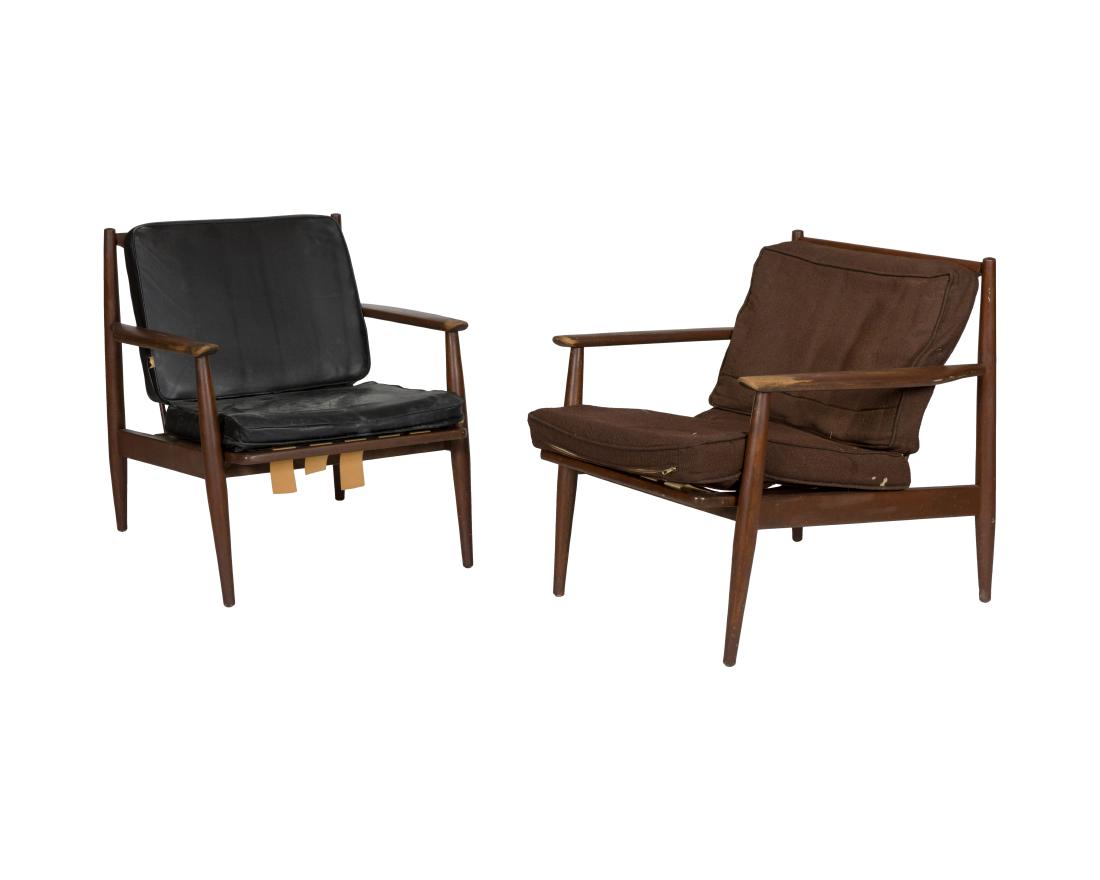 Pair Mid Century Sculpted Arm Chairs (1 of 2)