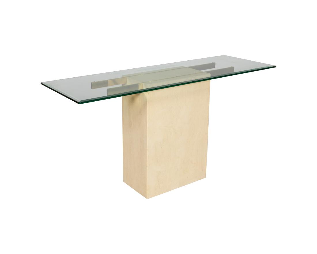 Glass, Stone and Brass Console Table (1 of 3)
