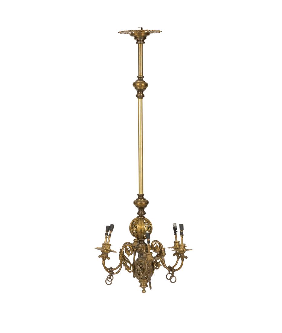 Victorian Electrified Brass Gas Chandelier (1 of 3)