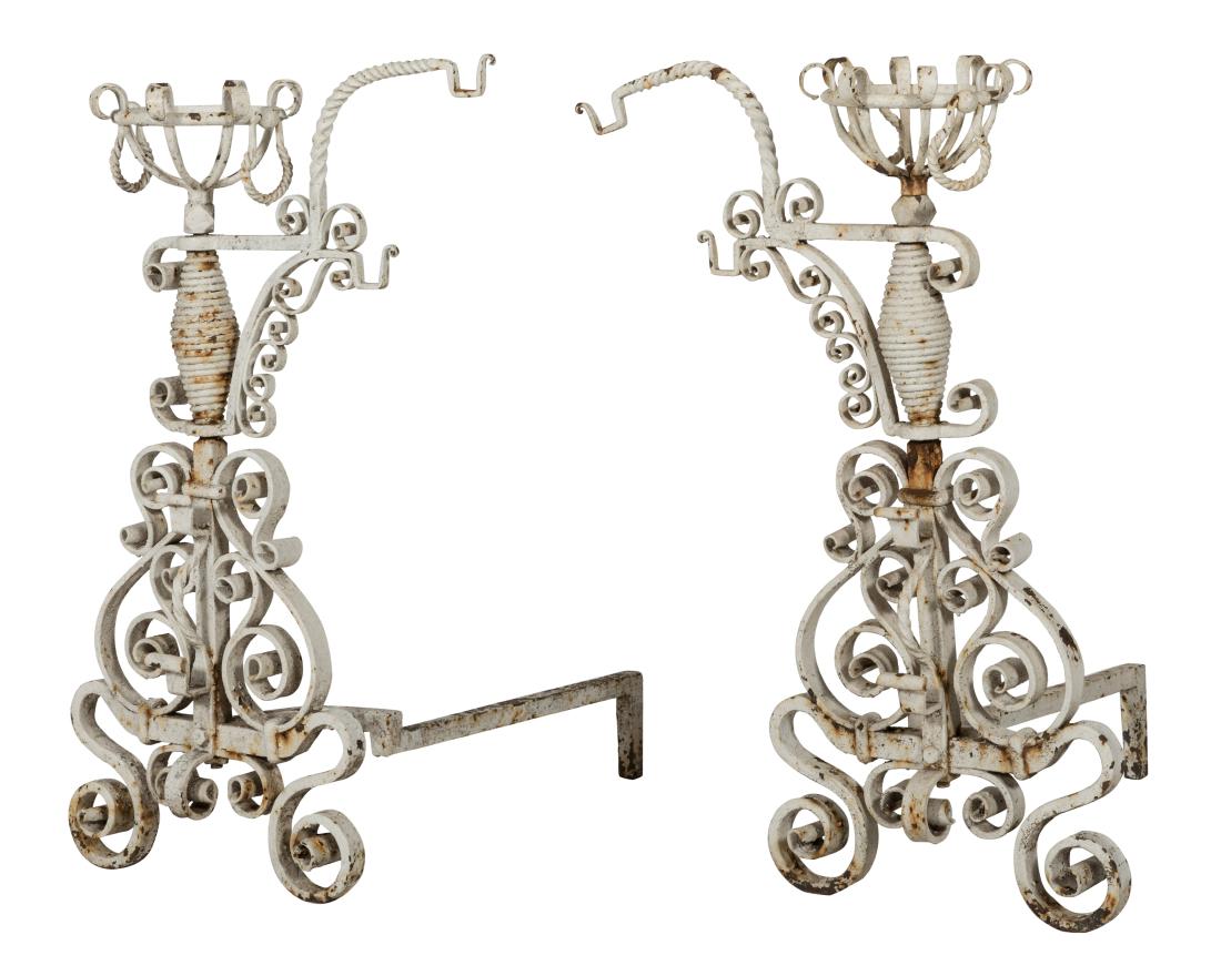 Pair Wrought Iron Andirons (1 of 3)