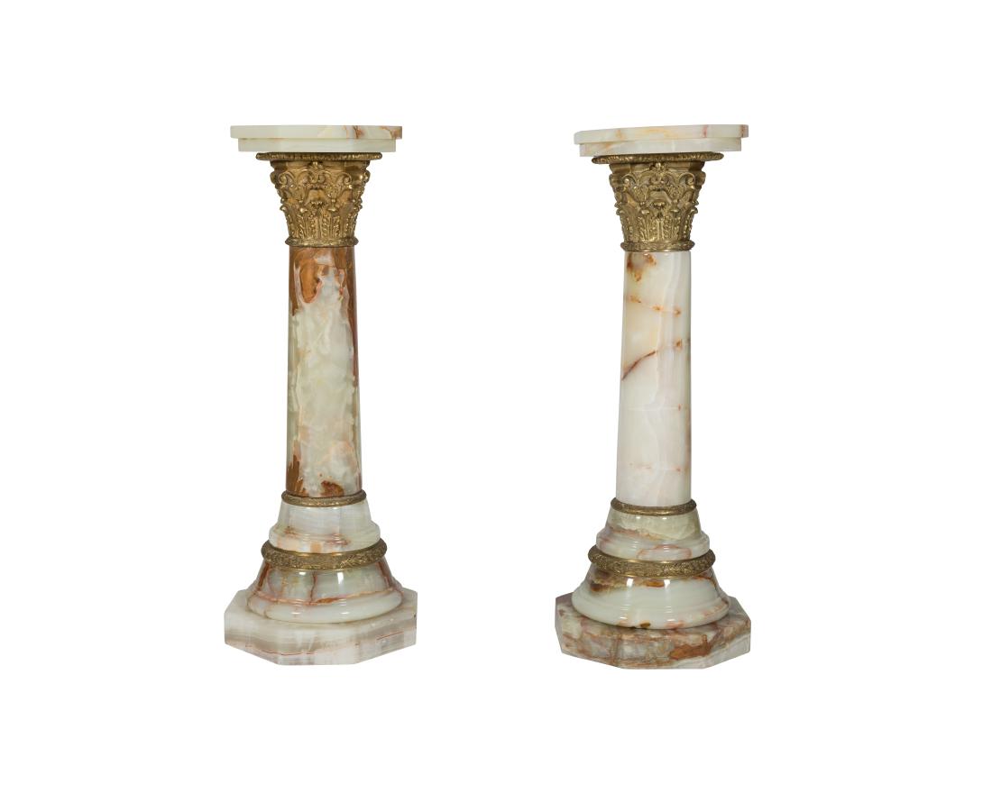 French Style Pair Onyx Pedestals (1 of 3)