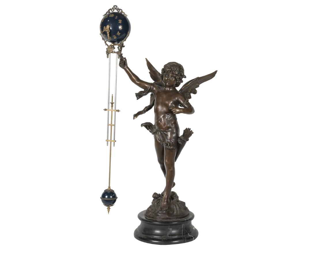 Bronze and Marble Swinger Clock - After A. Moraeu (1 of 6)