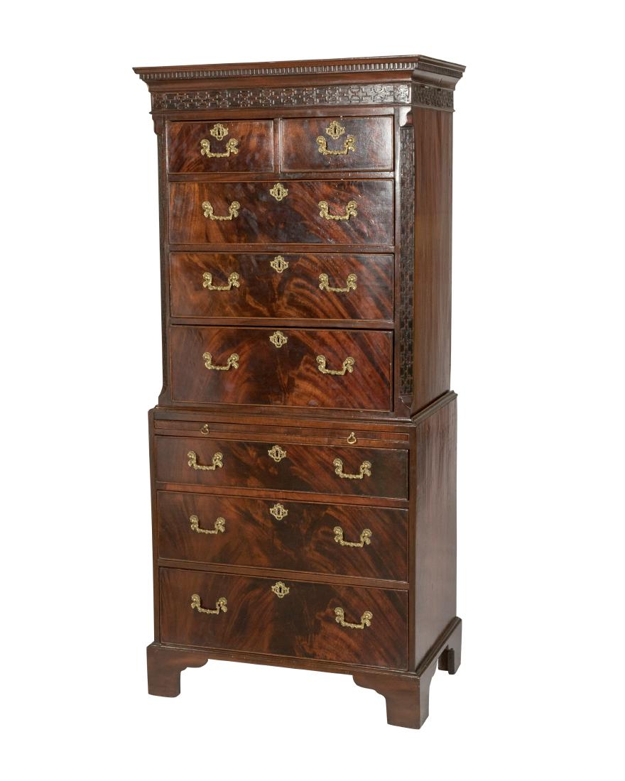 English Chippendale Mahogany Chest on Chest (1 of 4)