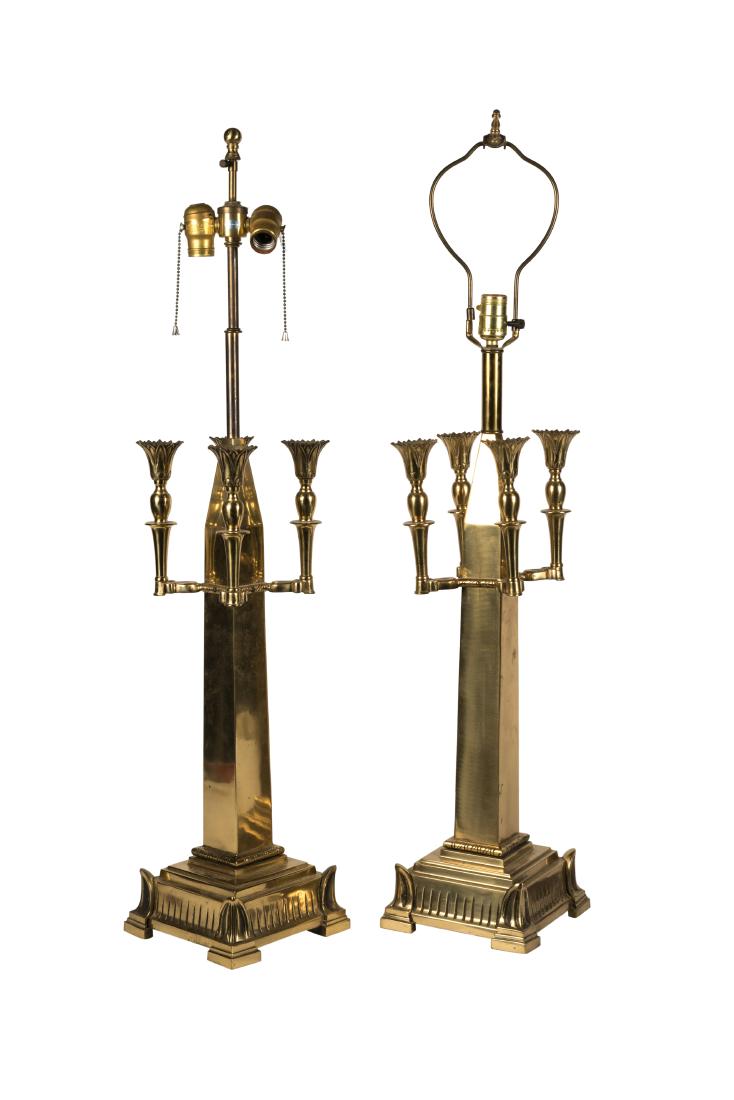 Gothic Style Brass Candelabra Lamps - Pair (1 of 2)