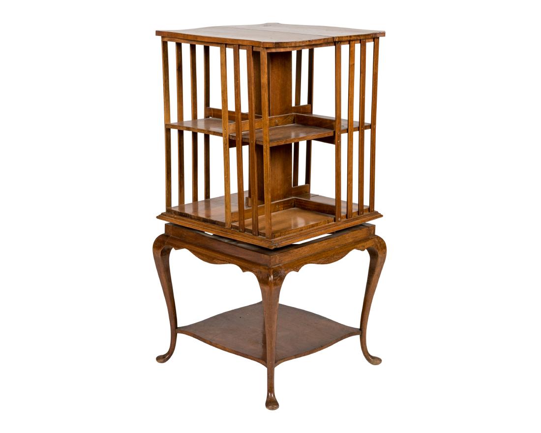 Walnut Revolving Bookcase (1 of 4)