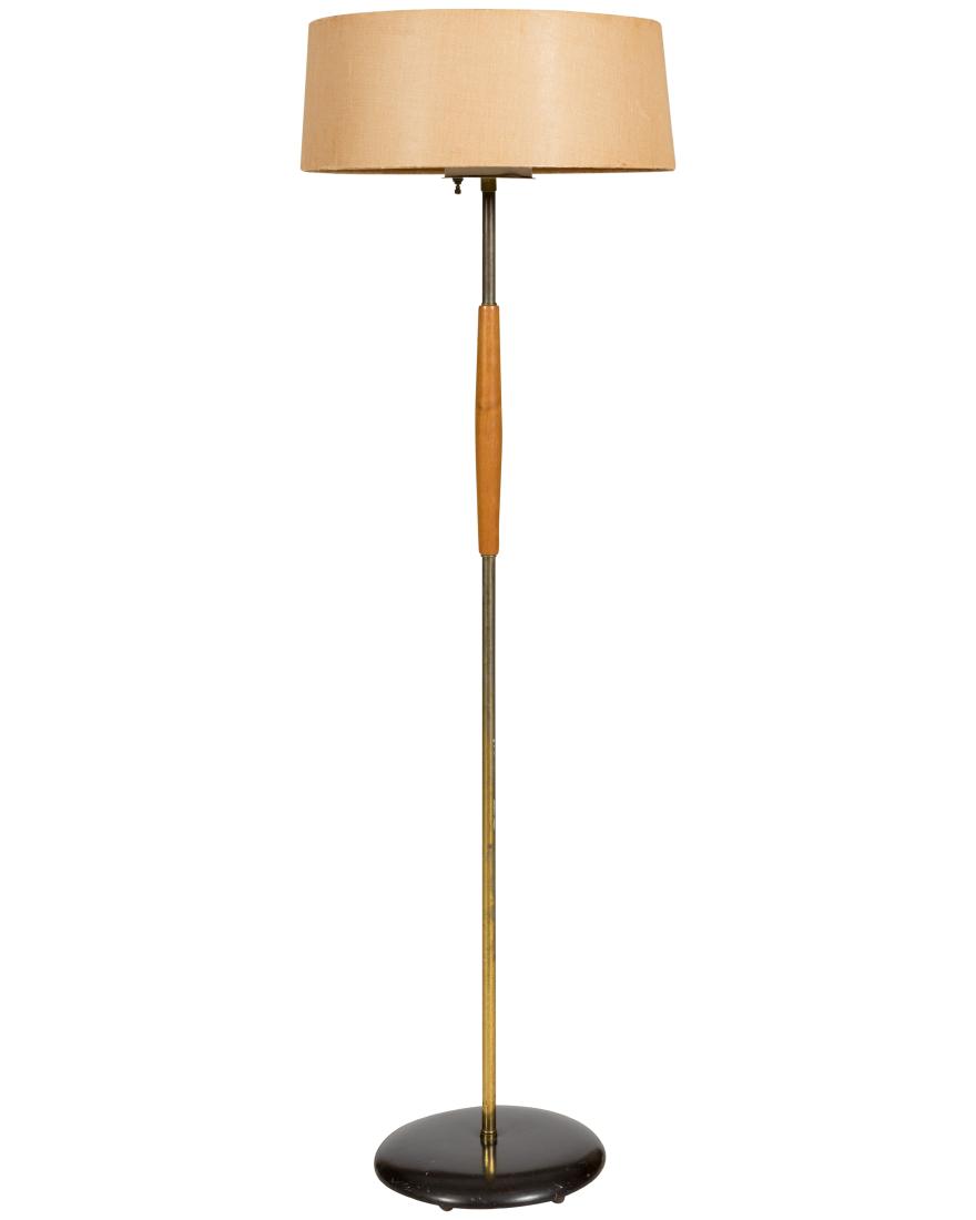 Gerald Thurston Brass And Teak Floor Lamp