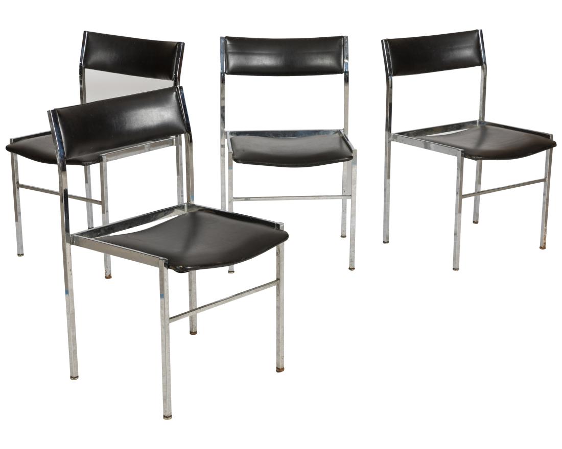 Scandix Chrome and Leather Stacking Chairs - Four (1 of 3)