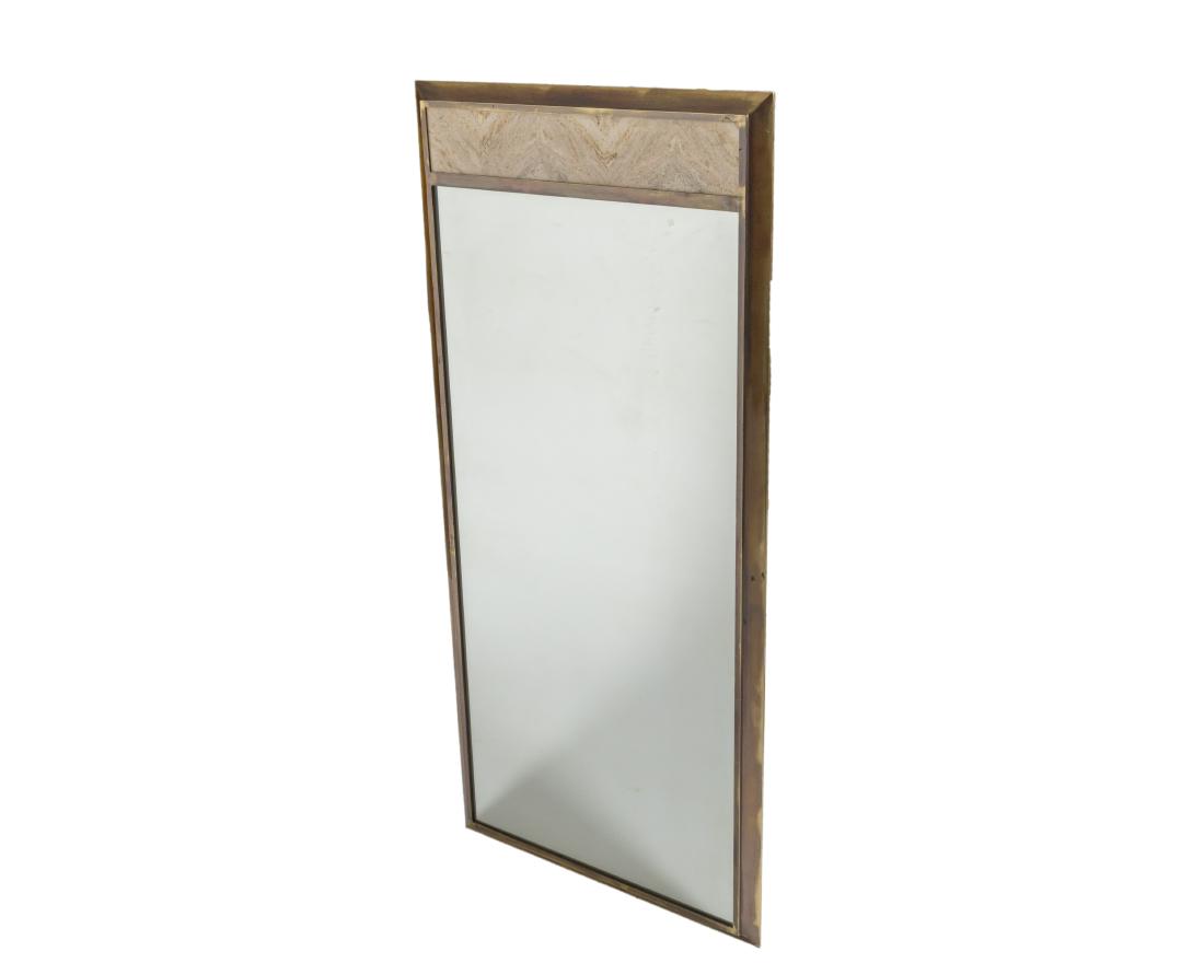Bronzed Mirror with Travertine Detail (1 of 3)