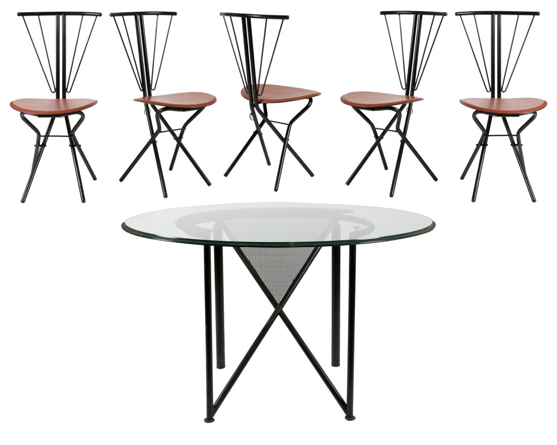 Modern Contemporary Steel and Leather Dining Set (1 of 8)