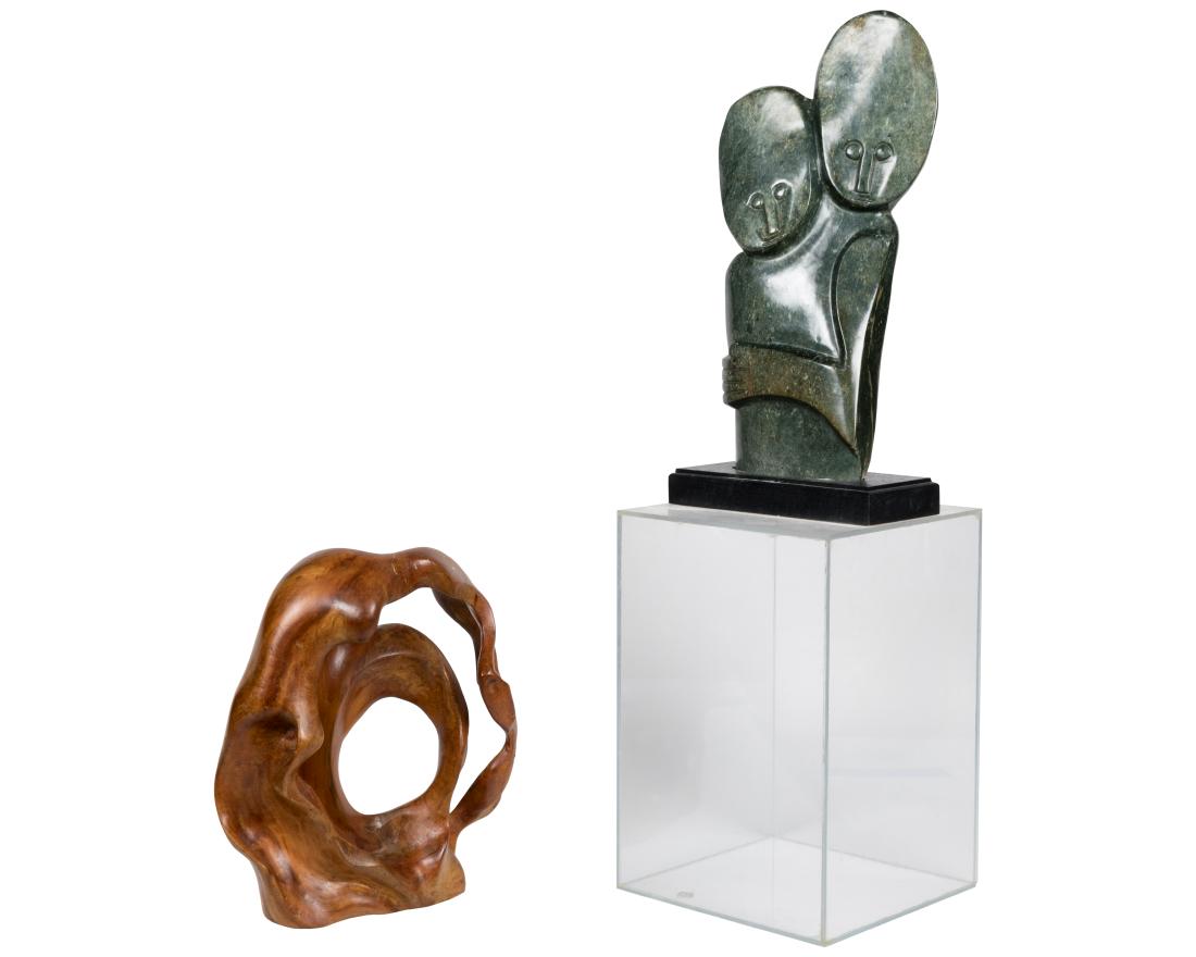 Large Stone Sculpture and Wooden Sculpture (1 of 5)