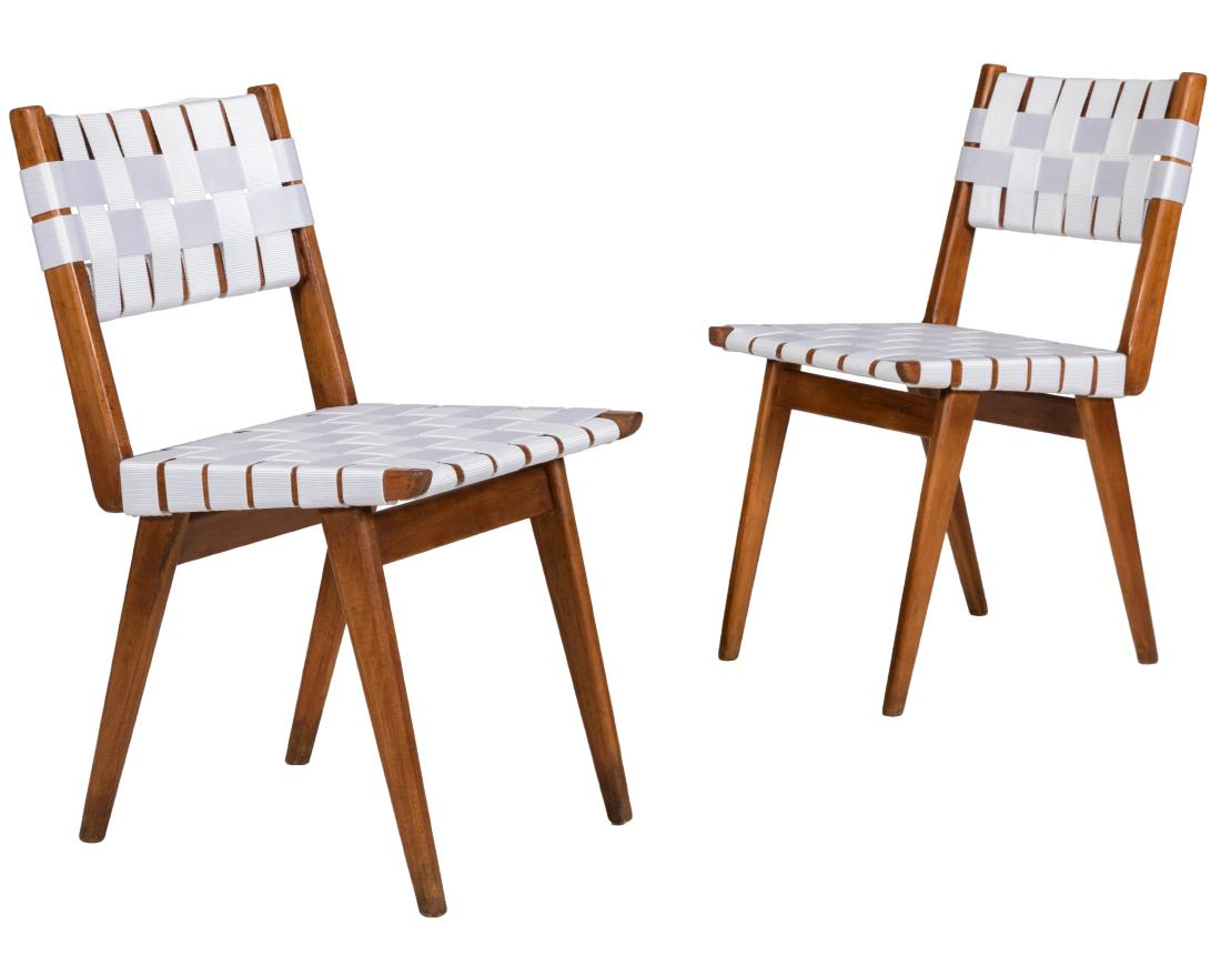 Early Jens Risom Woven Side Chairs - Pair (1 of 3)