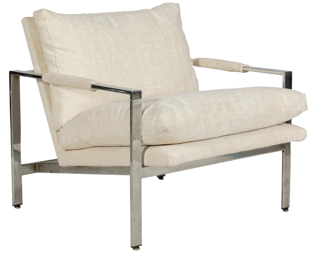 Milo Baughman Chrome Flat Bar Club Chair (1 of 2)