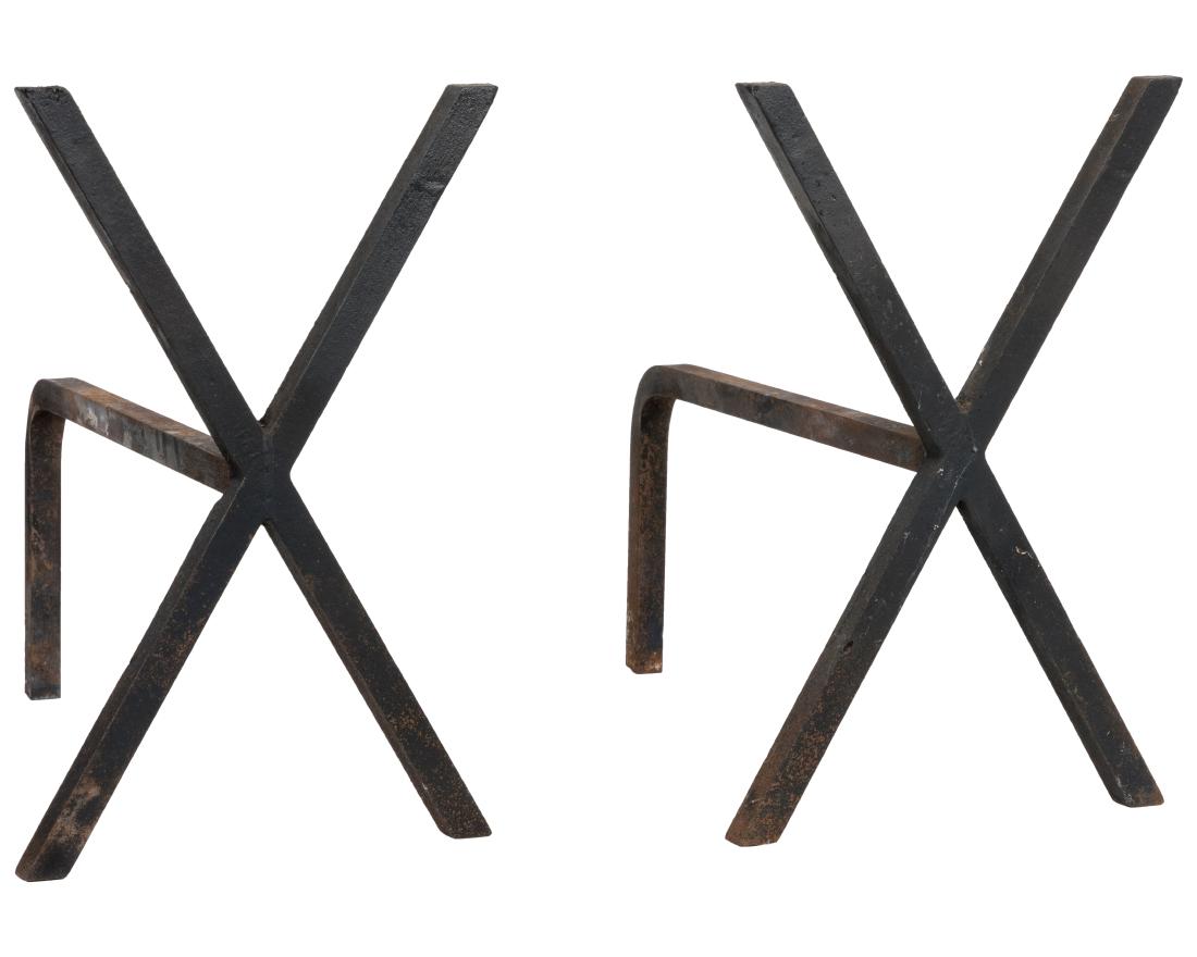 George Nelson and Associates X Andirons: Description - George Nelson and Associates X andirons. Dimensions - 13" x 16.5"