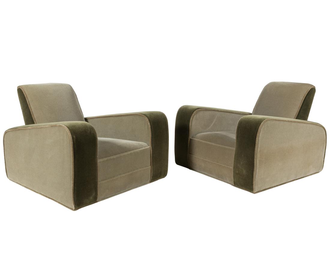 Deco Style Mohair Club Chairs - Pair (1 of 3)