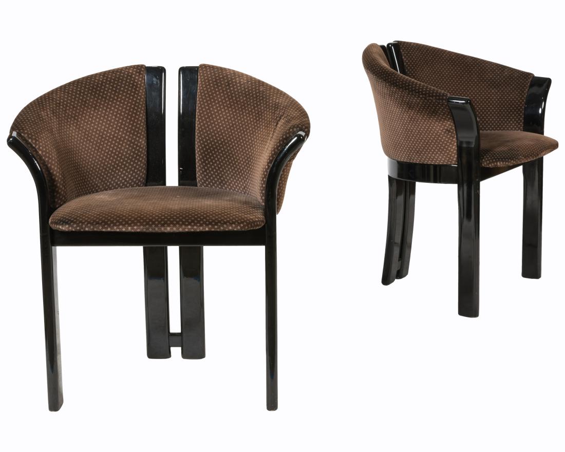 Black Lacquer Italian Club Chairs - Pair (1 of 3)
